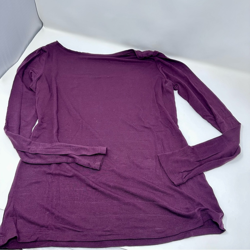 Orsay Basic Style Solid Burgundy/Maroon Long Sleeve Shirt in EUC